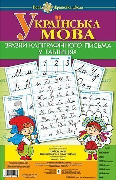 Українська мова. 1 клас. Зразки каліграфічного письма у таблицях